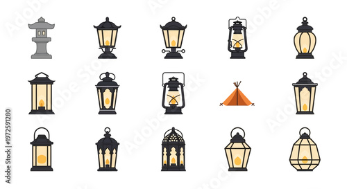 Collection of various lantern lamps.