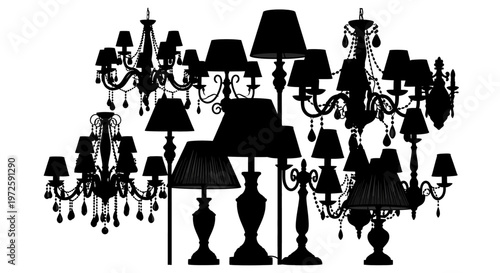 Collection of various lamp silhouettes.