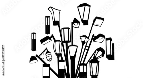 Collection of various makeup brushes.