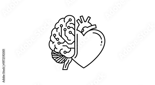 An illustration shows a brain and heart side by side in a medical drawing from a neutral viewpoint.