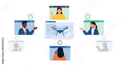 Remote team collaboration using drone technology online
