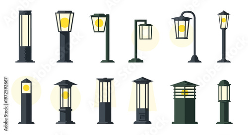 Collection of various outdoor lamp posts.