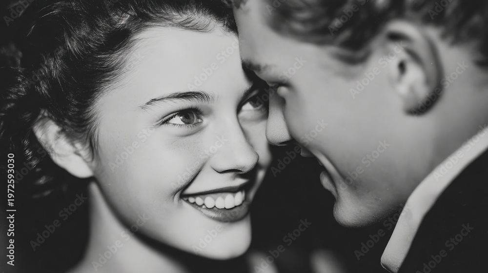 Fototapeta premium a vintage black and white foto of a romantic couple in love