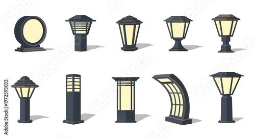 Collection of various outdoor lamp posts.