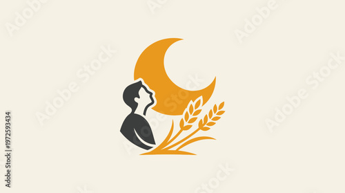 Dreamer Gazing at the Moon and Wheat
