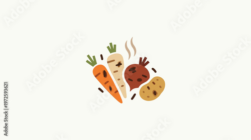 Stylized Vegetables Composition with Steam