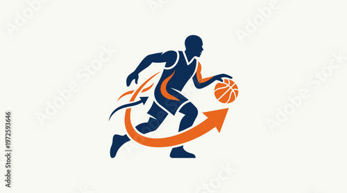 Dynamic Basketball Player Logo with Arrow