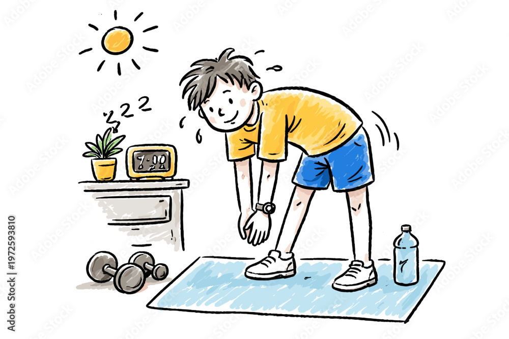 Fototapeta premium Habit image uneven generation messy simple icon vector person doing exercise healthy