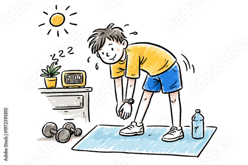 Habit image uneven generation messy simple icon vector person doing exercise healthy