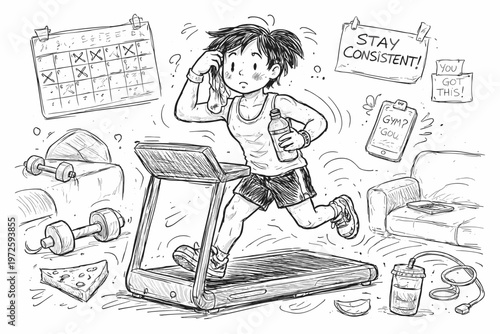 Simple vector fitness person icon messy trying consistent image to imperfect lines