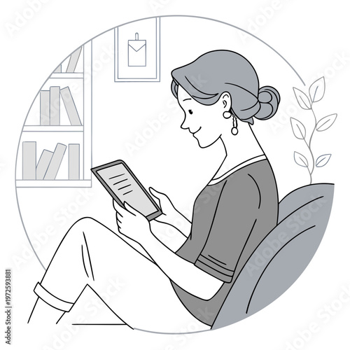Woman reading on an e-book reader
