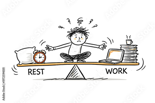 Messy stuck simple between lines icon work balance image vector person struggle