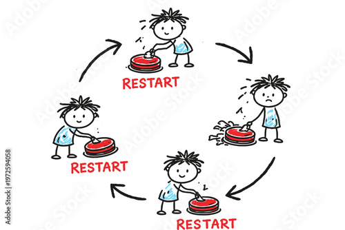 Person vector restarting simple concept loop composition generation again style messy image