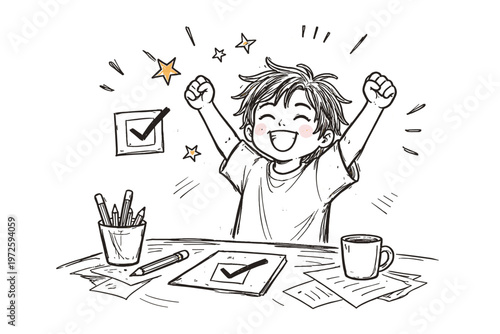 Vector generation finally simple lines small task finishing concept icon imperfect image