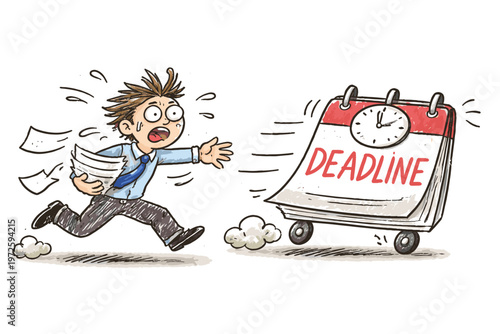 Deadline stress vector image simple generation chasing style concept person icon moving