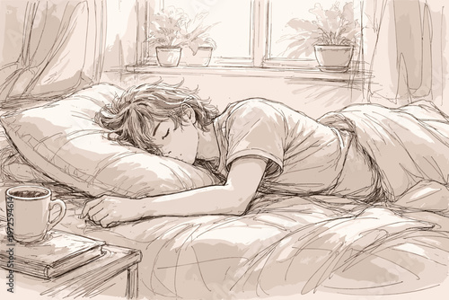 Messy sketch icon imperfect generation simple rest taking person nap image vector