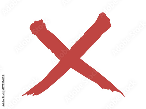 手書き風の赤いバツ印（かすれ・ラフなタッチ）