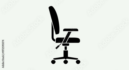Minimalist flat icon of an office chair with wheels.