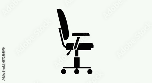 Minimalist flat icon of an office chair with wheels.