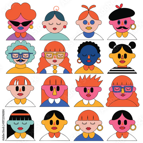 set of funny cartoon people