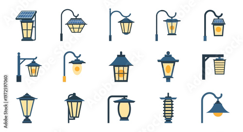 Collection of various street lamps.