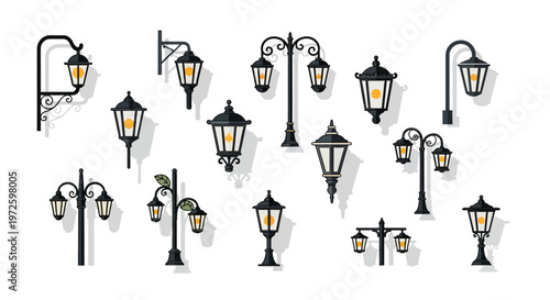Collection of Various Street Lamps.