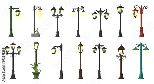 Collection of Various Street Lamps.