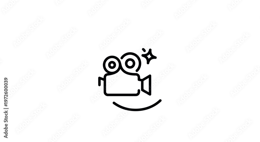 Obraz premium Creative Video Camera Icon with Sparkle Effect - Cinematography and Production Symbol