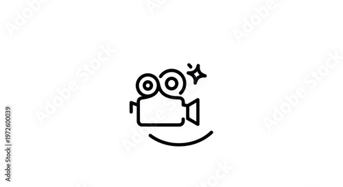 Creative Video Camera Icon with Sparkle Effect - Cinematography and Production Symbol