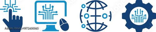 Modern technology icons representing digital innovation and global connectivity concepts