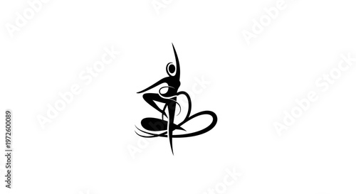 Abstract Silhouette Figure in Yoga Pose, Meditation, Balance, Wellness, Minimalist Design
