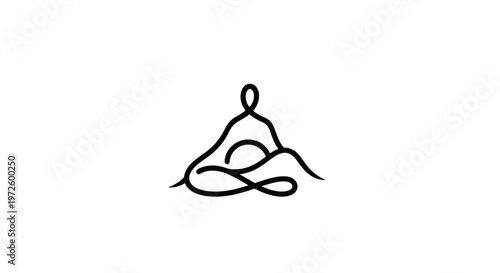 Minimalist Line Art of Person Meditating in Lotus Pose