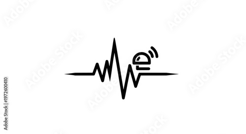 Heartbeat ECG wave with alarm bell icon, representing health alert or medical emergency