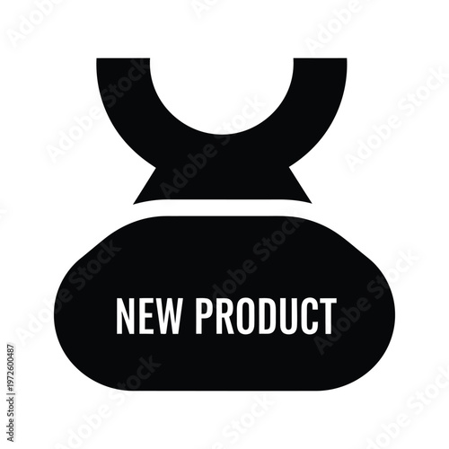 Iconic badge announcing the introduction of a new product in a business context