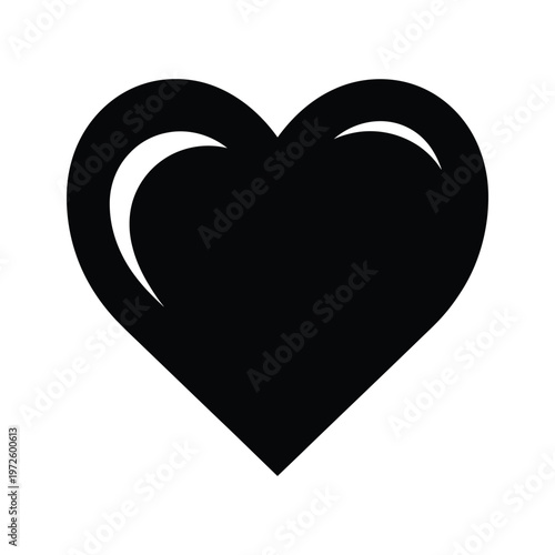 A bold and simple outline of a heart shape with a hollow center