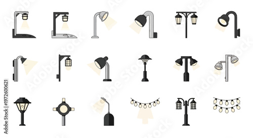 Collection of various street lamps.