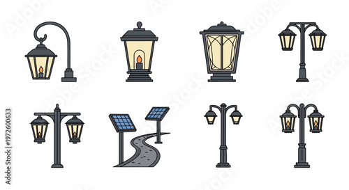 Collection of various street lamps.