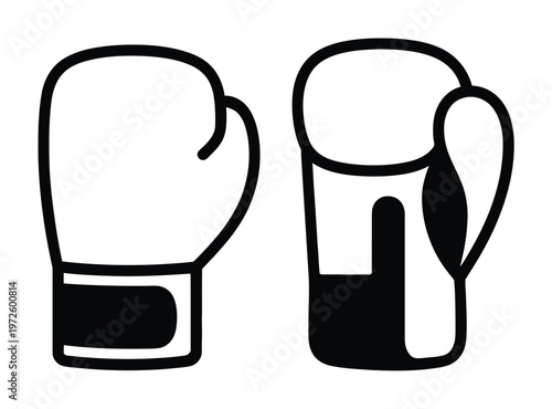 Simple Black and White of Two Boxing Gloves