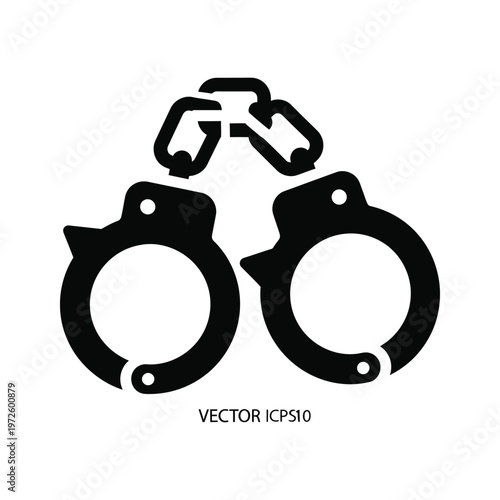 Handcuffs with chain illustration in vector format