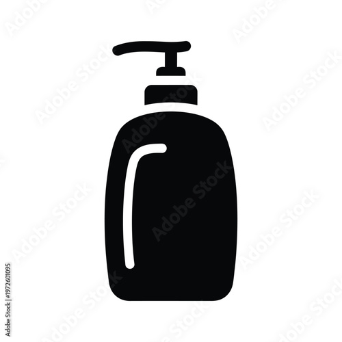 Black pump bottle with a white handle and pump dispenser on top