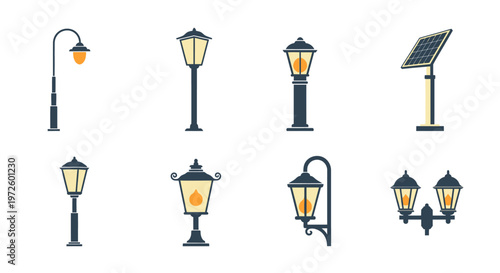 Collection of various street lamps.