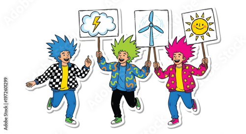 children holding signs for eco friendly energy sources