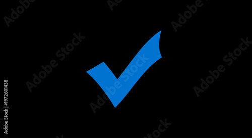 A vibrant blue checkmark symbol, signifying completion or success, presented against a stark black background, offering a clean and modern aesthetic