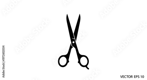 Black Scissors Icon Silhouette on White Background - Hairdresser Tool