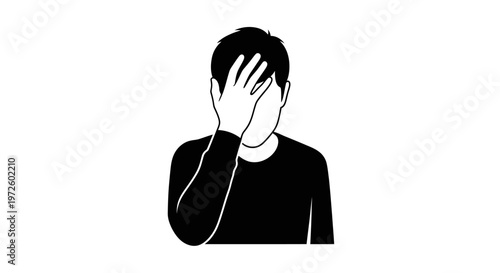 Frustrated Man Facepalm Gesture, Embarrassment, Mistake, Regret, Negative Emotion