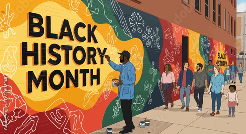 Celebrating Black History Month with vibrant mural art, community engagement, and artistic expression