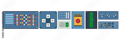 Flat Illustrated Control Panel Gauge Meter Switch Element Set