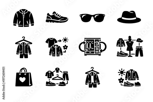 Hanger wardrobe set symbol image vector fashion spring diagram icon accessory generation