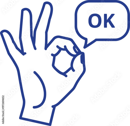 Hand gesture with 'ok' sign and speech bubble a simple illustration of agreement and positive communication