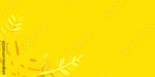 Golden wheat stalks and leaves adorn a vibrant yellow background